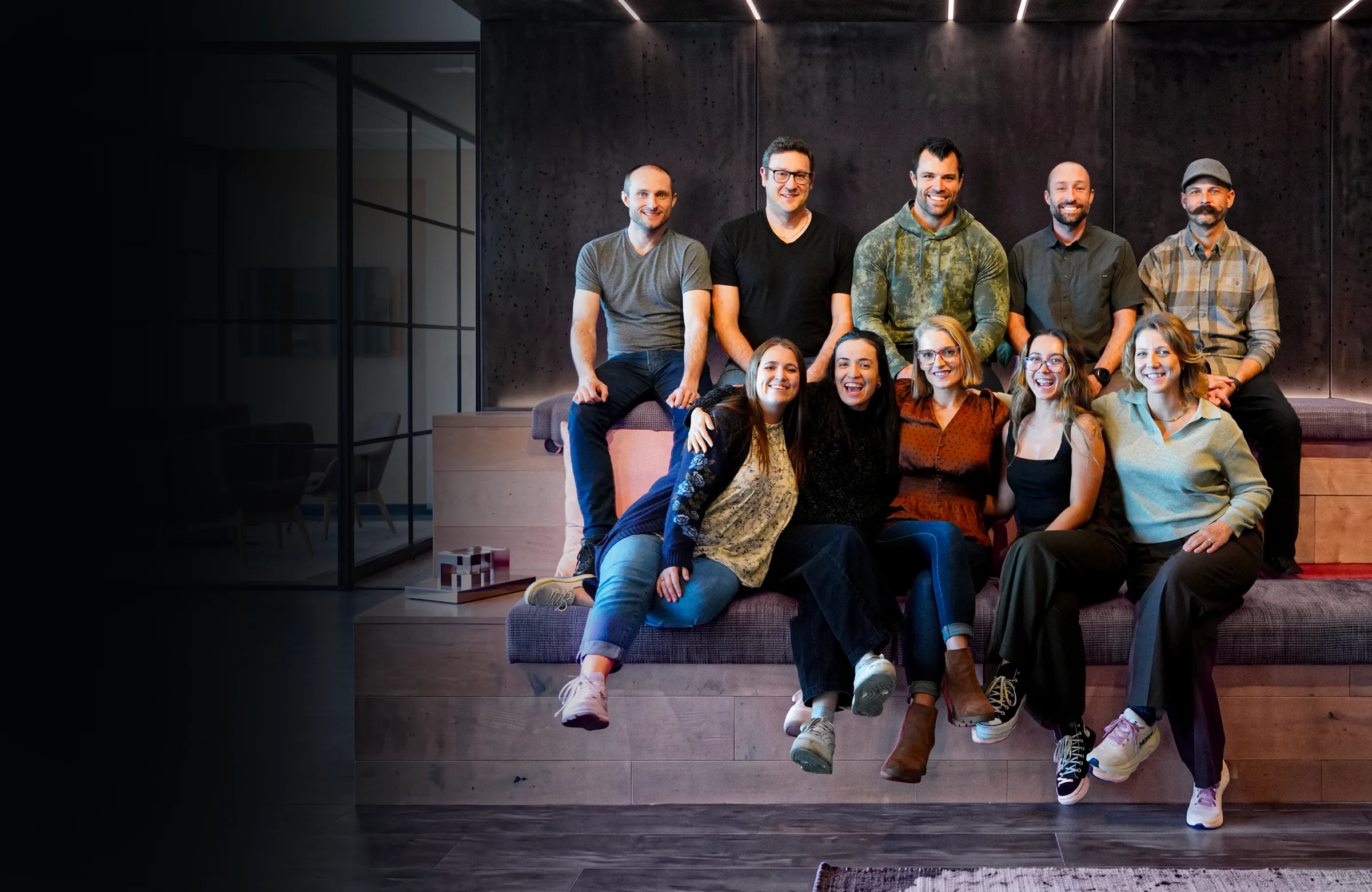 Arctic Leaf team gathered in the office lounge